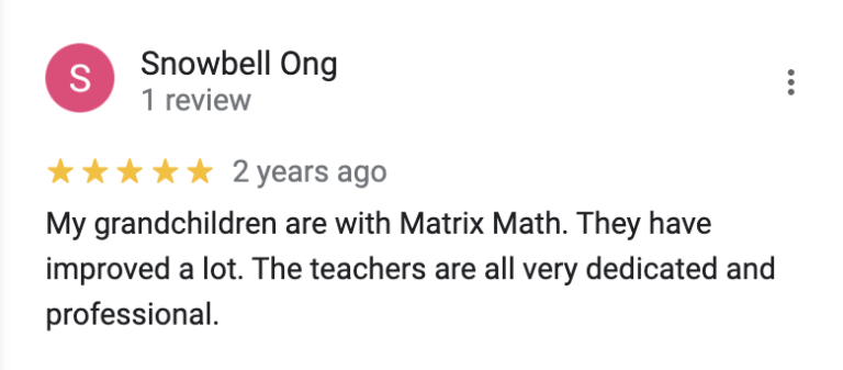 Math tuition centre testimonial