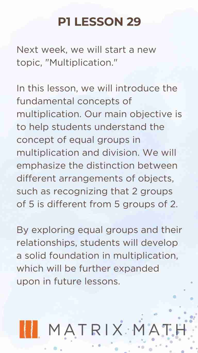 Primary Math Tuition Lesson 29 Sypnosis