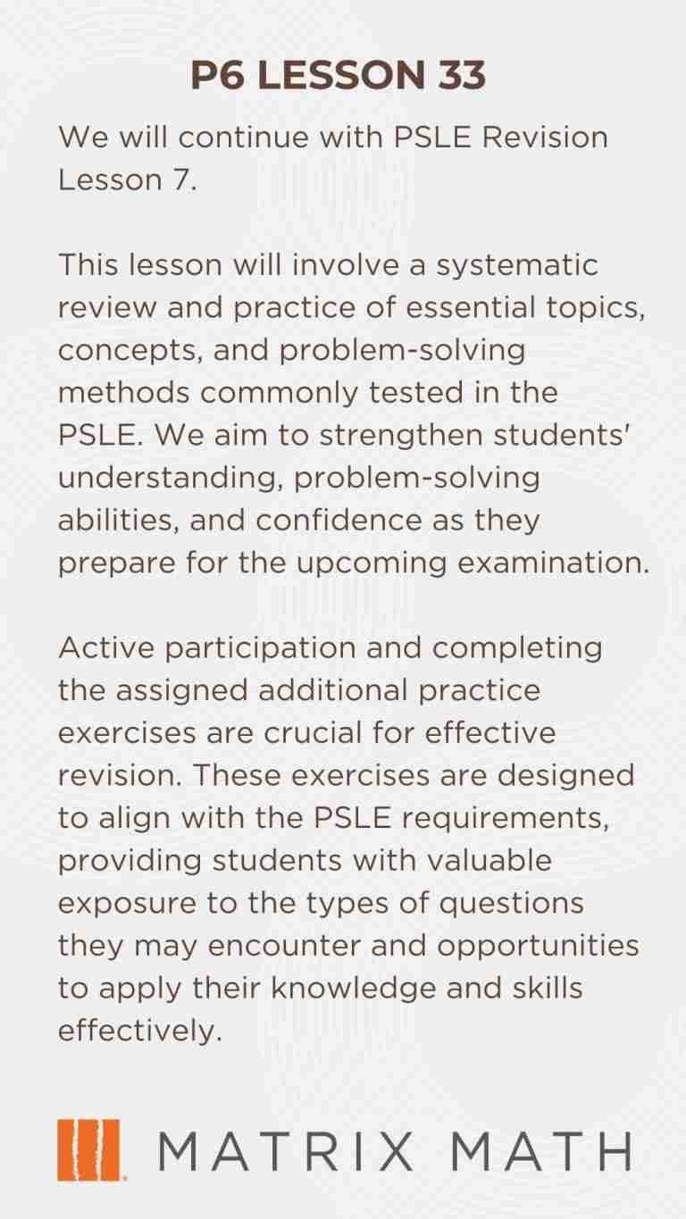 Matrix Math Tuition Lesson 33 Synopsis
