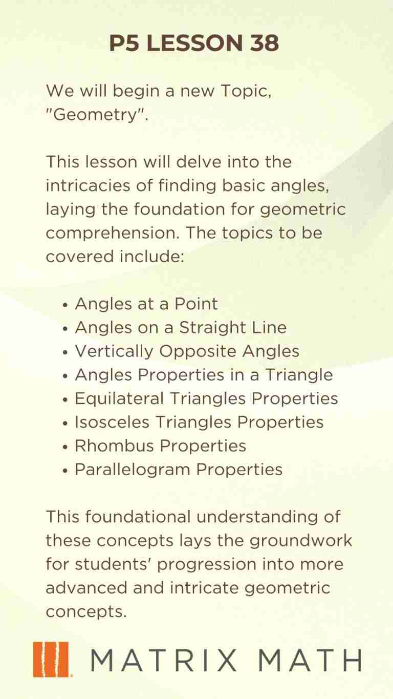 Matrix Math Lesson 38 Synopsis