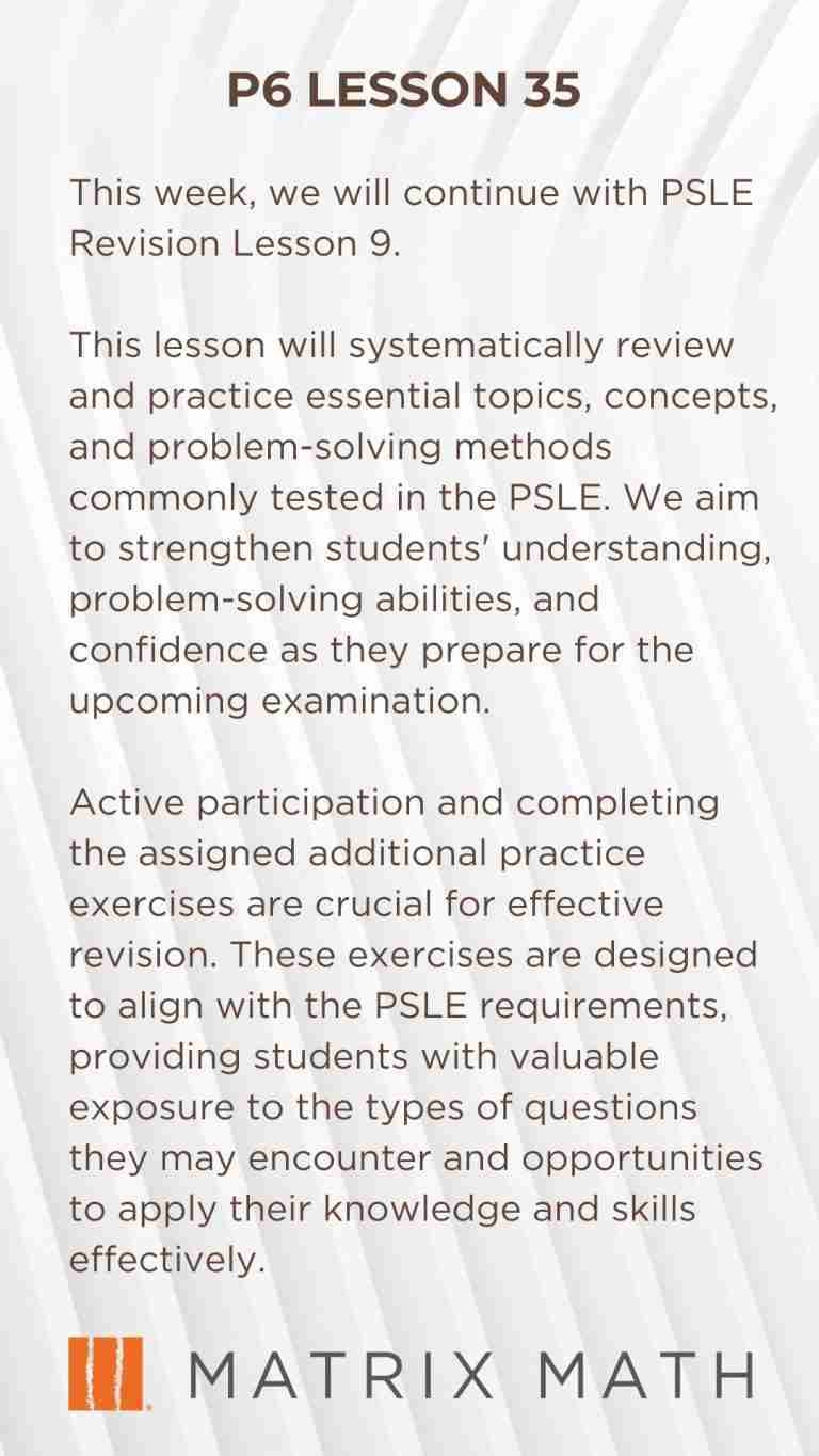 Matrix Math Tuition Lesson 35 Synopsis