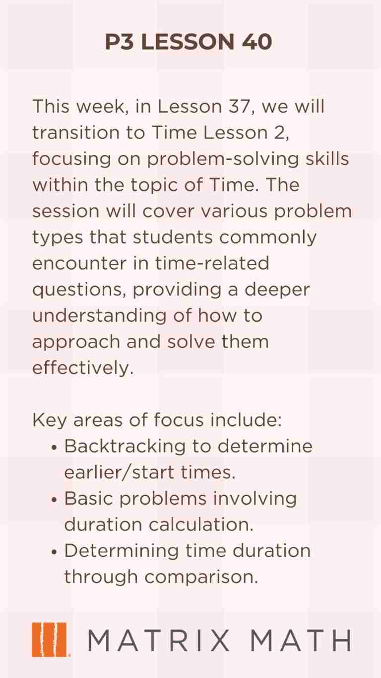 Bext Primary 3 Math Tuition Lesson 40 Synopsis