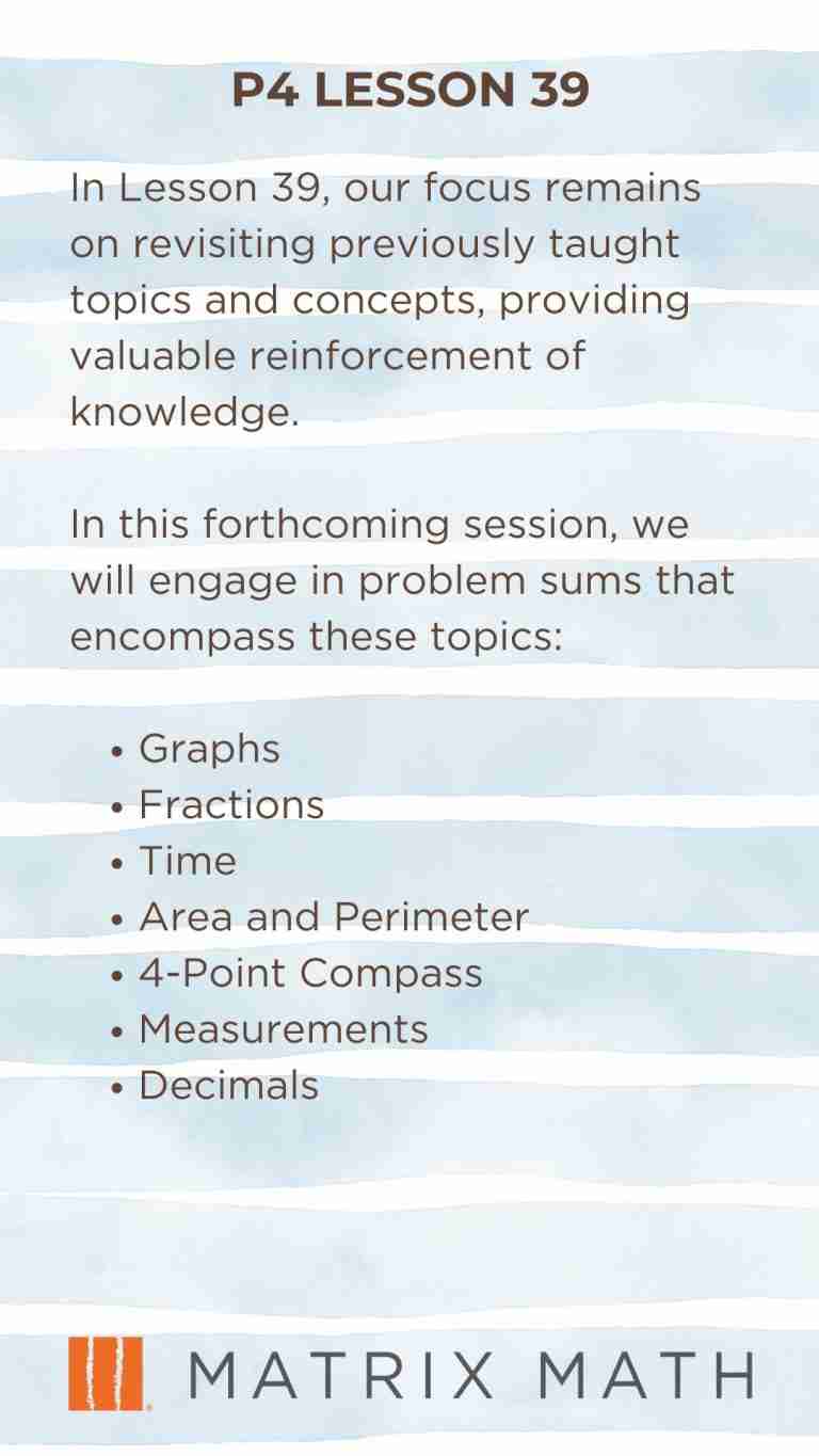 Best Math Tuition For Primary 4 Lesson 39 Synopsis