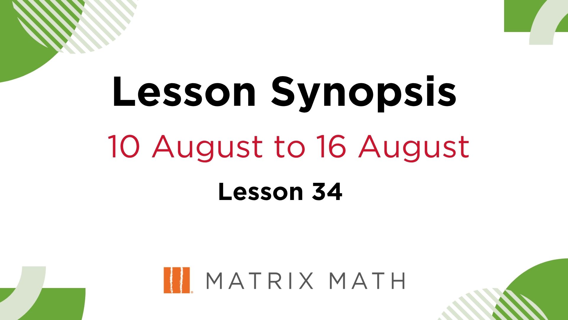 Primary Math Tuition Lesson Synopsis Lesson 34