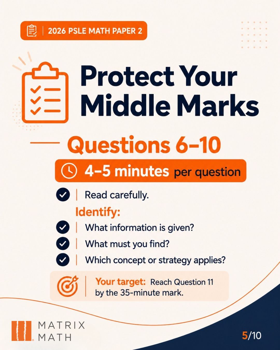 Protect your middle marks on questions 6 to 10